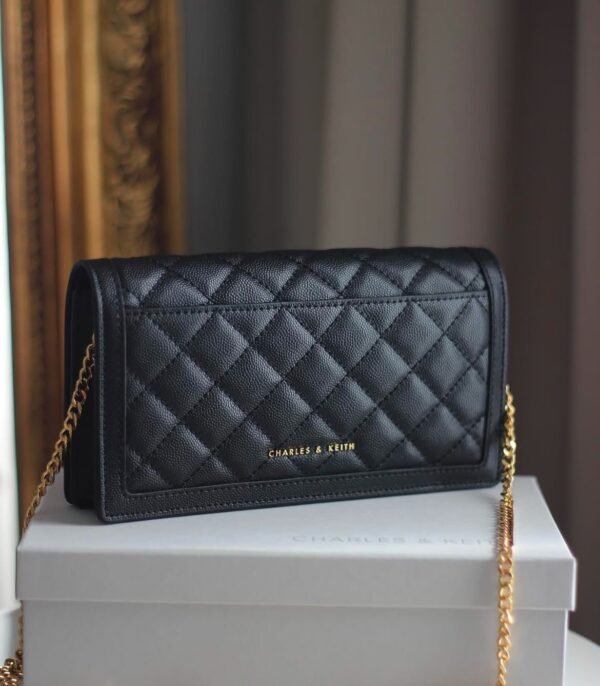 CHARLES AND KEITH - Micaela Quilted Long Wallet Black - Image 2