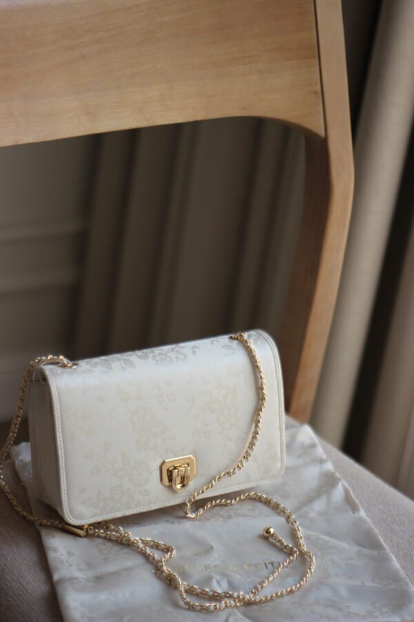 Charles and Keith – Jacquard Mini Bag – White - Image 3